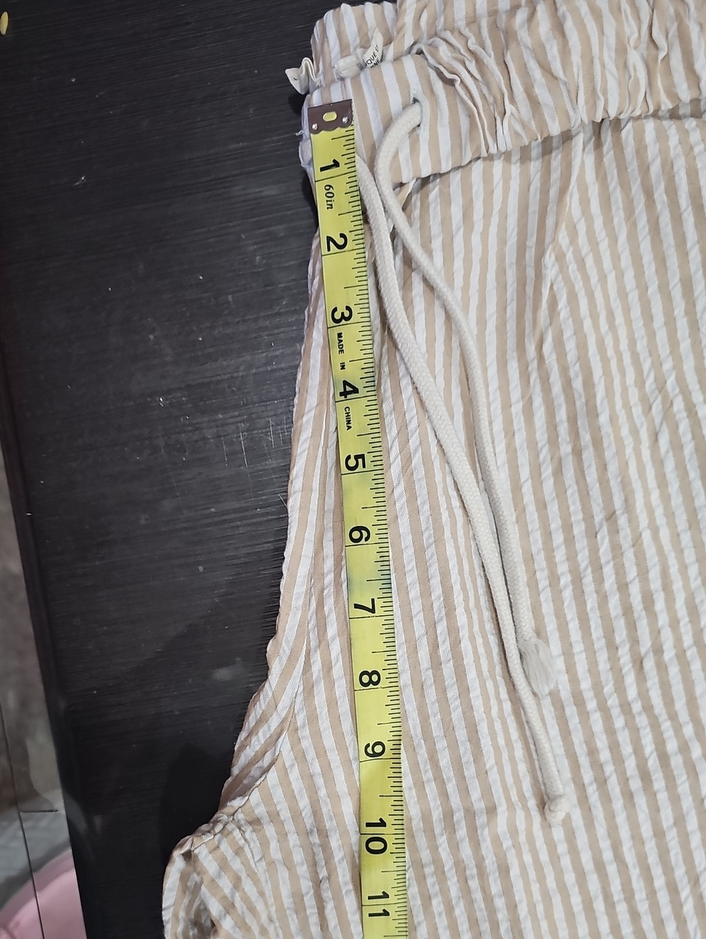 Striped Light Beige Women’s Swim Coverup/Lounge Pants with Drawstring Waist - Picture 8 of 11